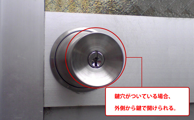 外側の鍵を解錠する