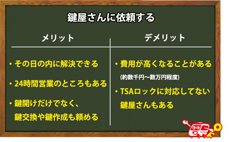 鍵屋さんにTSAロックを開けてもらう