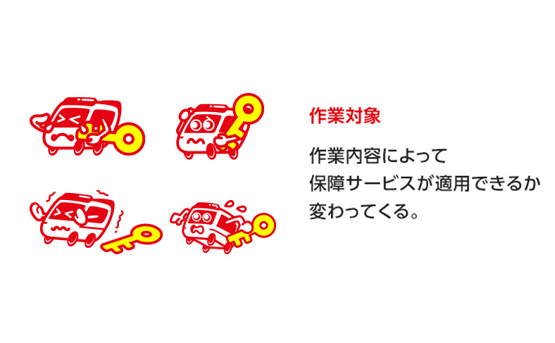鍵紛失、外出先に鍵を忘れた、バイクのメットインに自宅の鍵を閉じ込めた等が対象