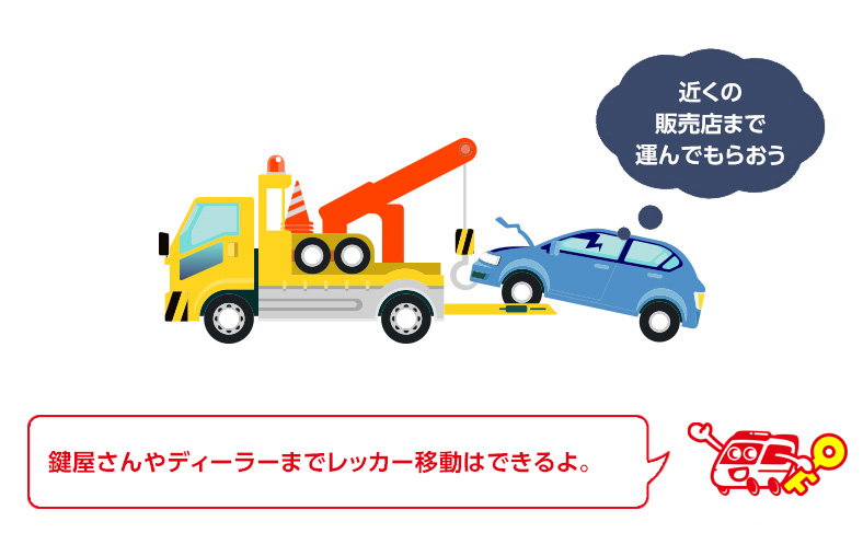 JAFでは指定の住所や販売店へのレッカー移動が可能