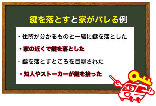 鍵を落とすと家がバレる例