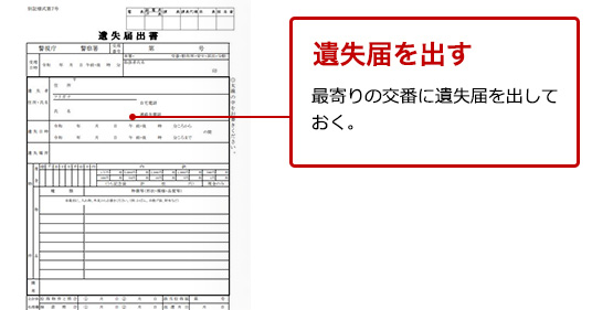 交番で遺失届を出す
