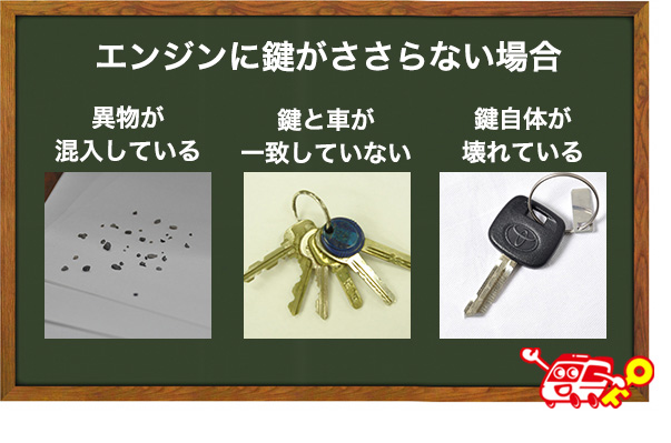 車のエンジンに鍵がささらない場合