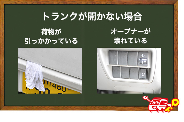 鍵は回るがトランク自体が開かない場合