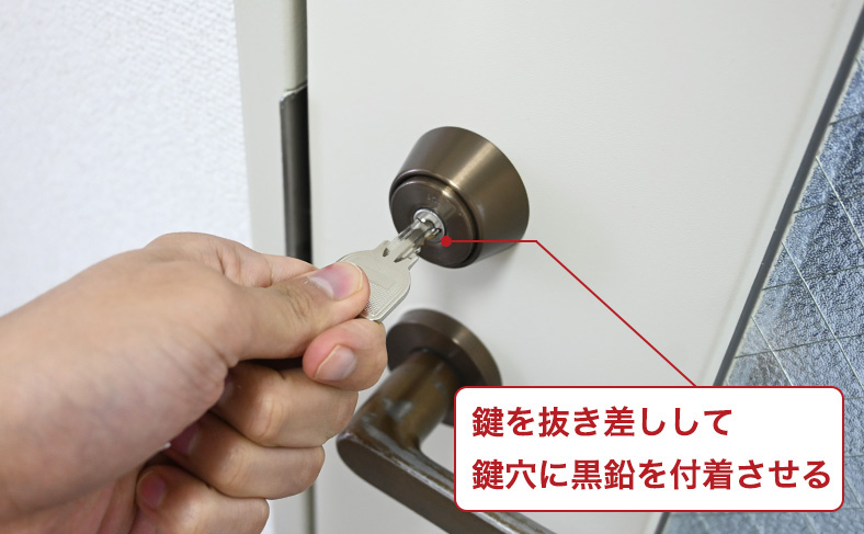 鍵を鍵穴にさす