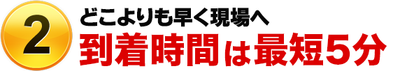 （2）どこよりも早く現場へ到着時間は最短5分！